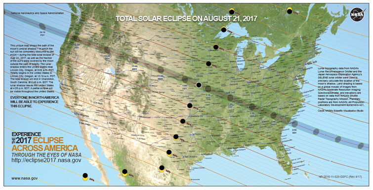 Total Solar Eclipse 2017 path USA map poster preview image