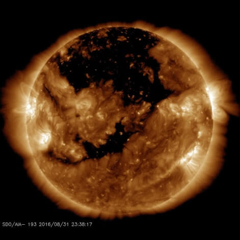 Coronal holes seen in polar and equatorial regions of the sun