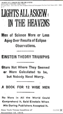 New York Times headline, November 10, 1919